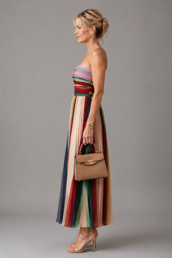 Julie Striped Bandeau Maxi Dress