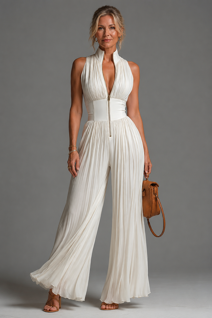 Nessa Pleated Chiffon Jumpsuit