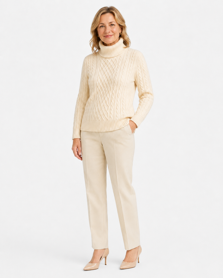 Breda Cable Knit Roll Neck Jumper