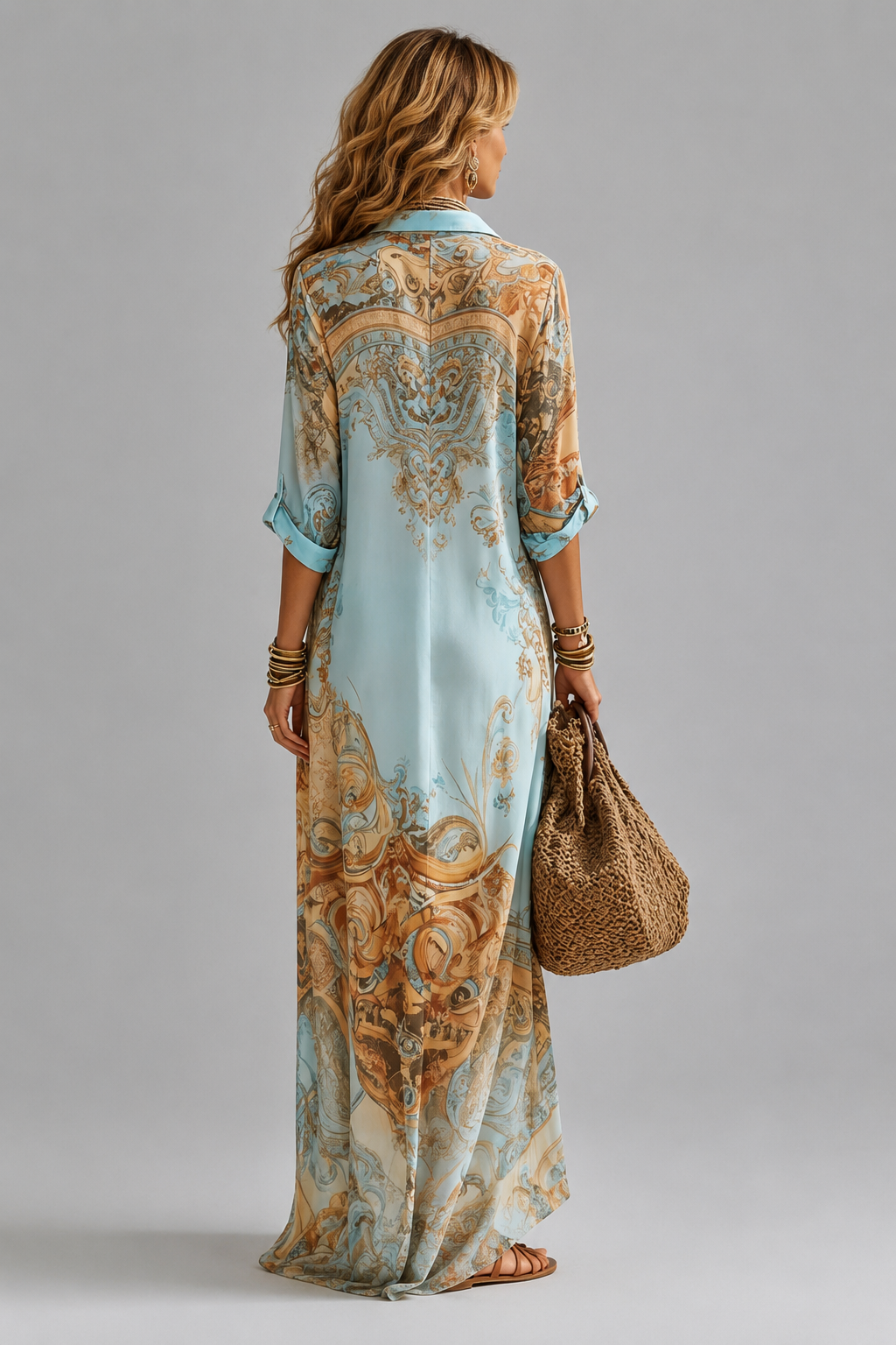 Megan Printed Maxi Shirt Dress