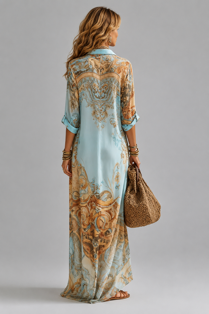 Megan Printed Maxi Shirt Dress
