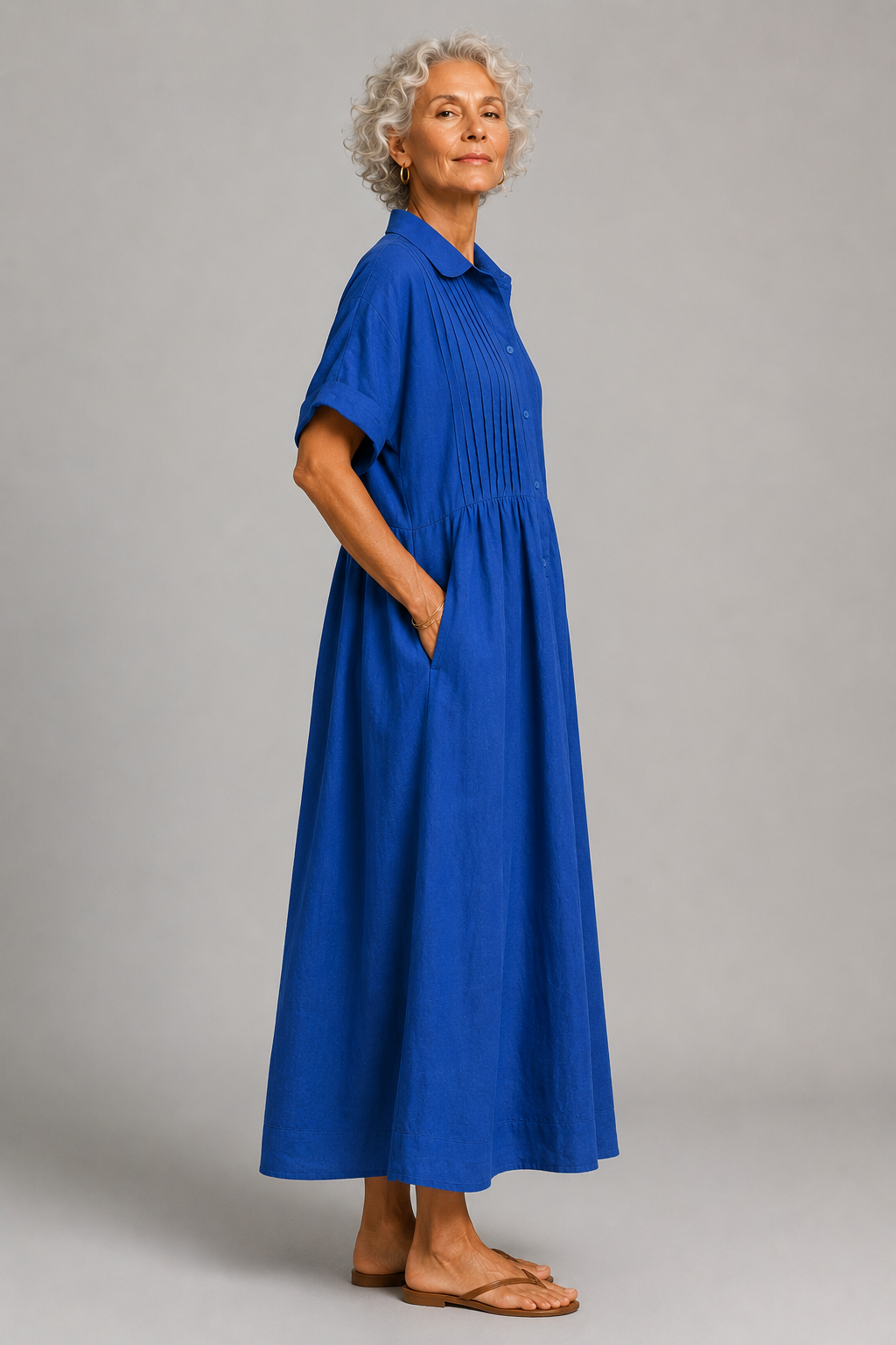 Theresa Button-Front Maxi Dress