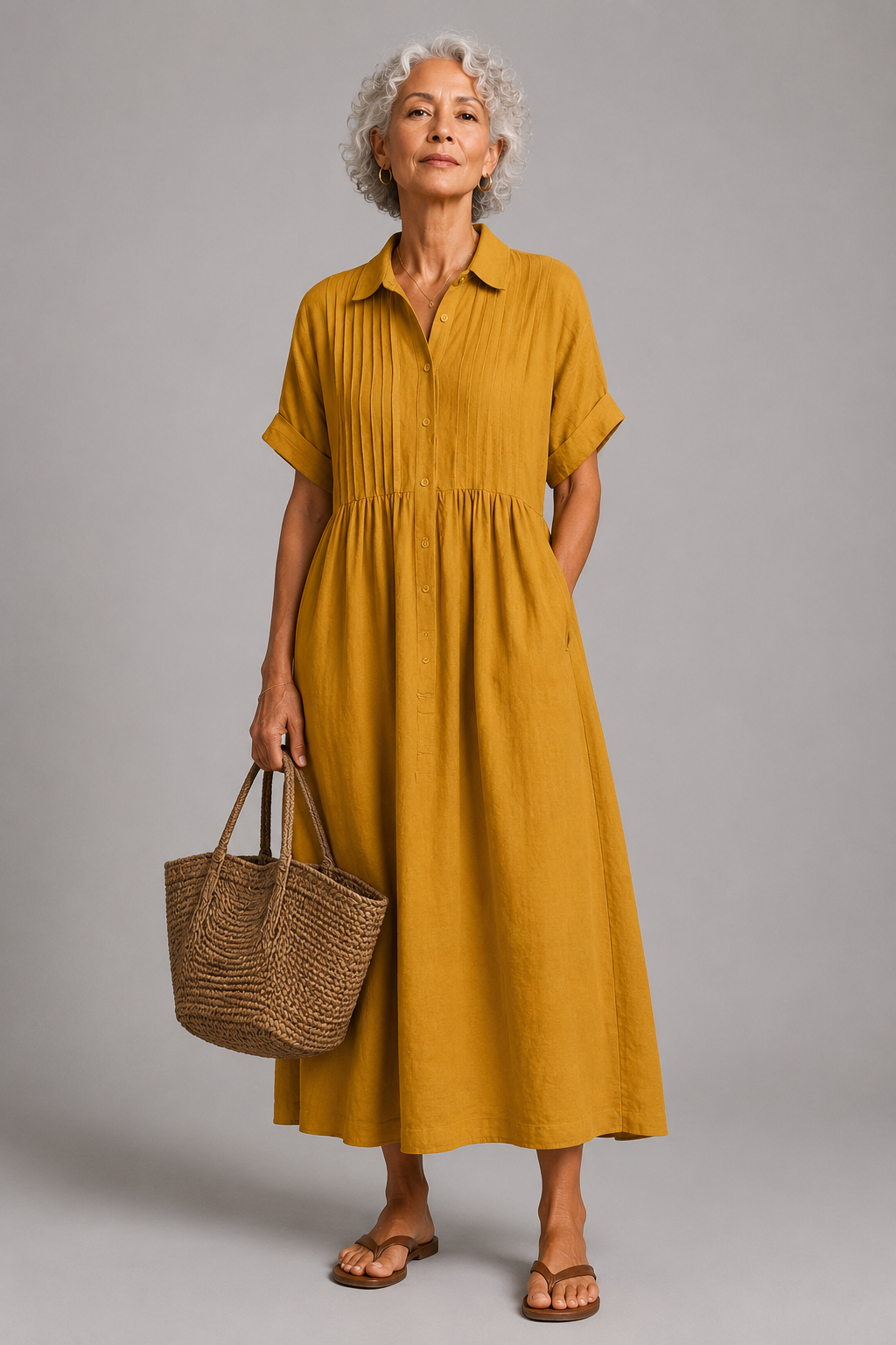 Theresa Button-Front Maxi Dress