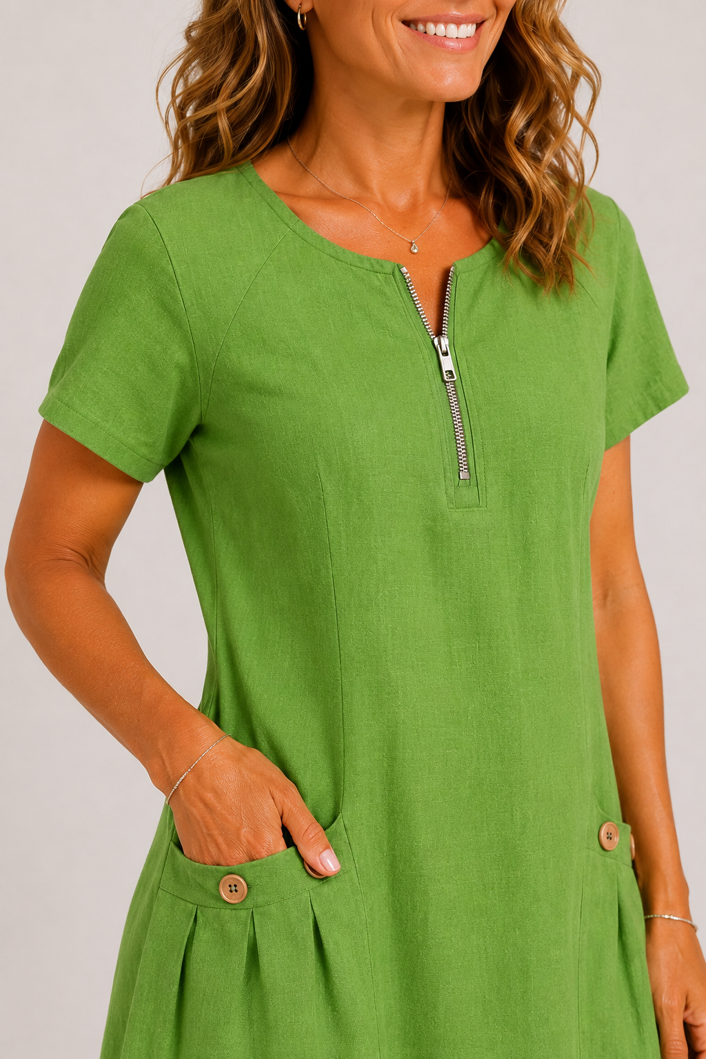 Linda Linen-Blend A-Line Dress