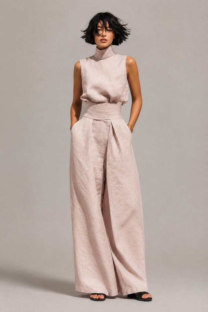 Anna Linen-Blend Two-Piece Set