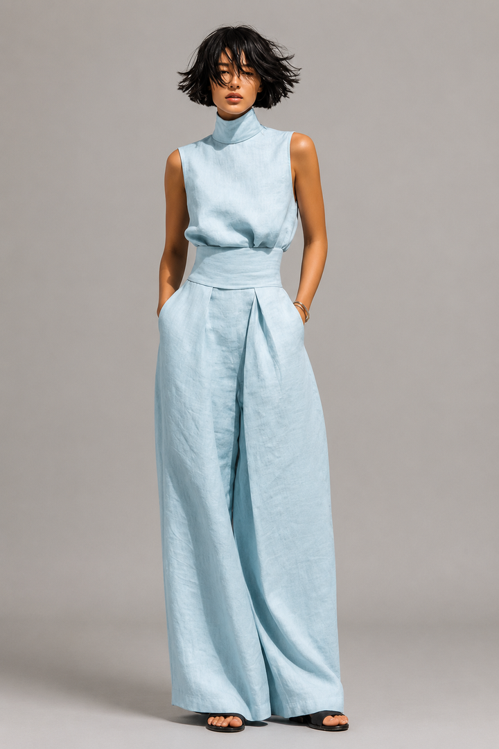 Anna Linen-Blend Two-Piece Set