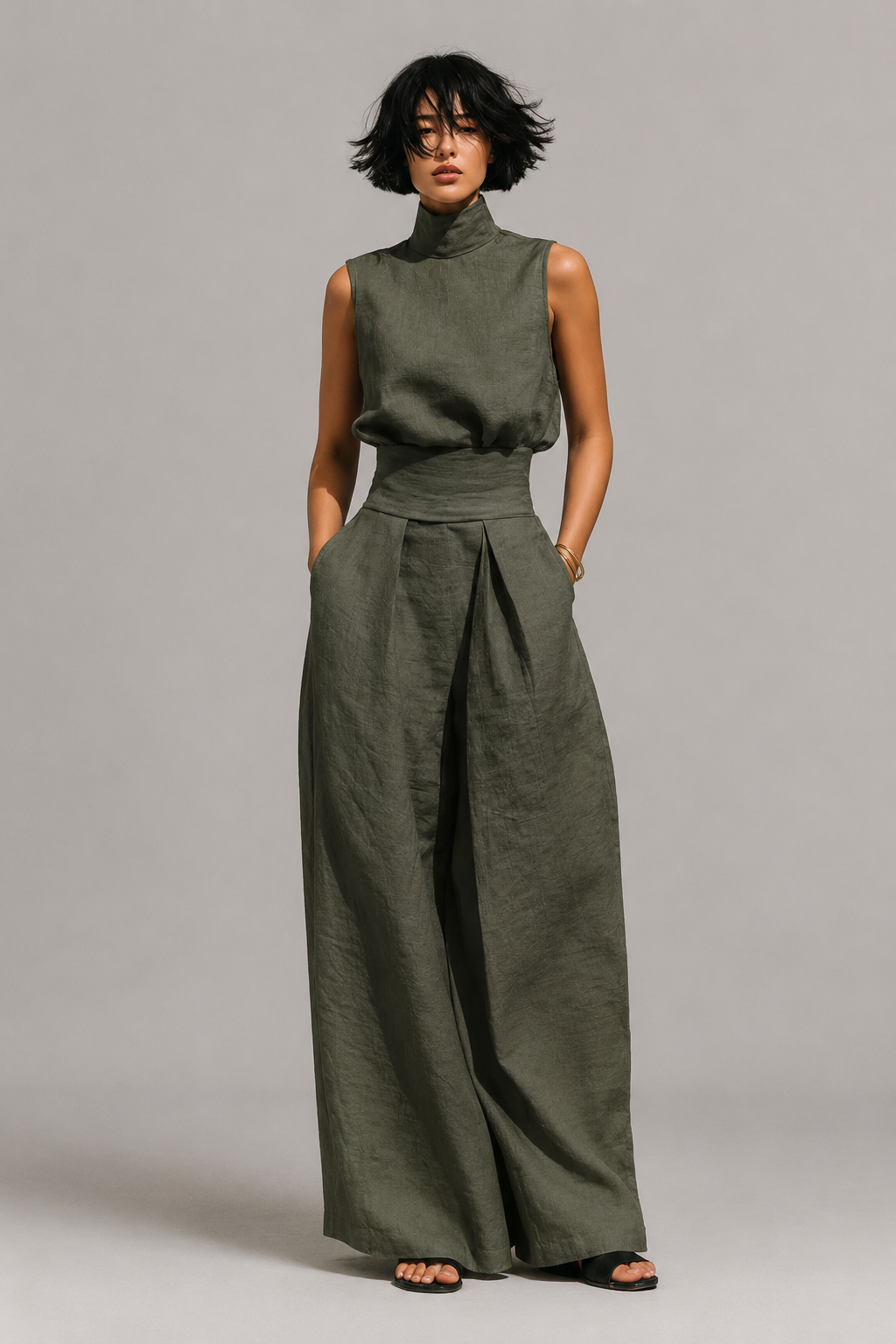Anna Linen-Blend Two-Piece Set