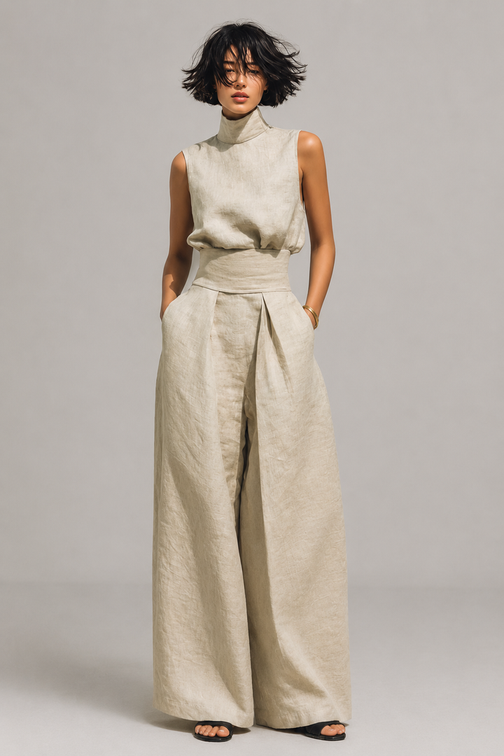 Anna Linen-Blend Two-Piece Set