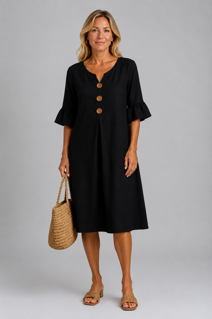 Mary Relaxed Button Midi Dress