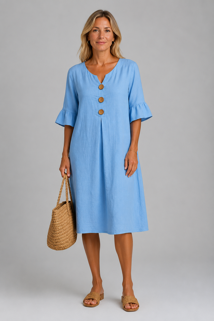 Mary Relaxed Button Midi Dress