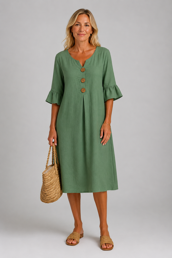 Mary Relaxed Button Midi Dress