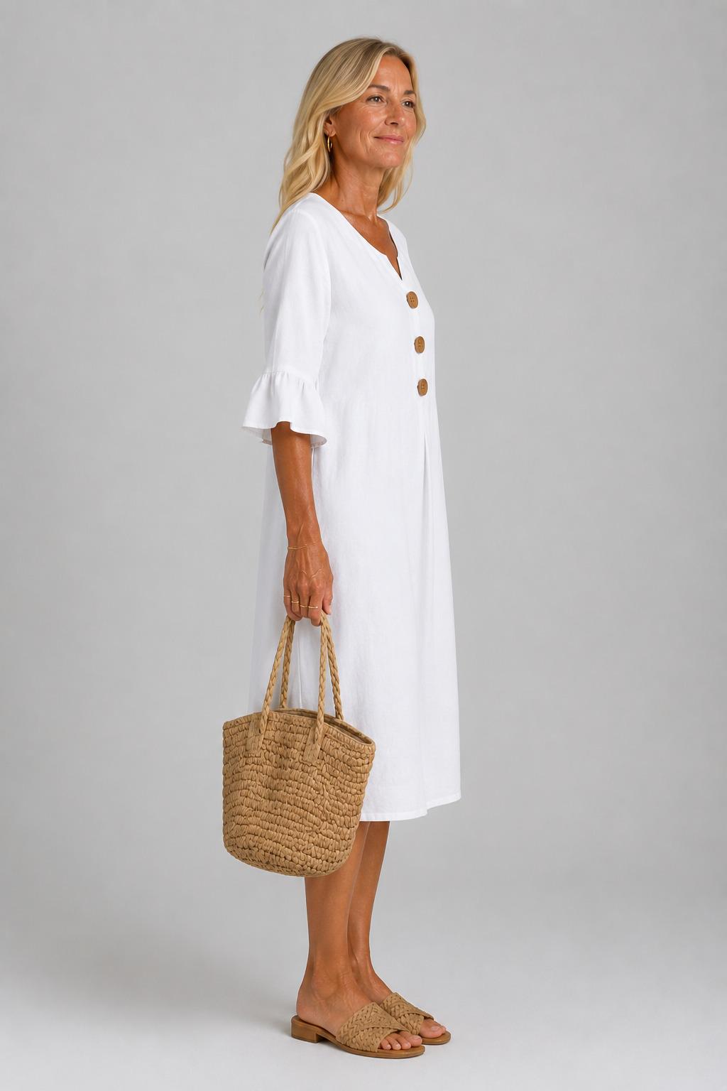Mary Relaxed Button Midi Dress
