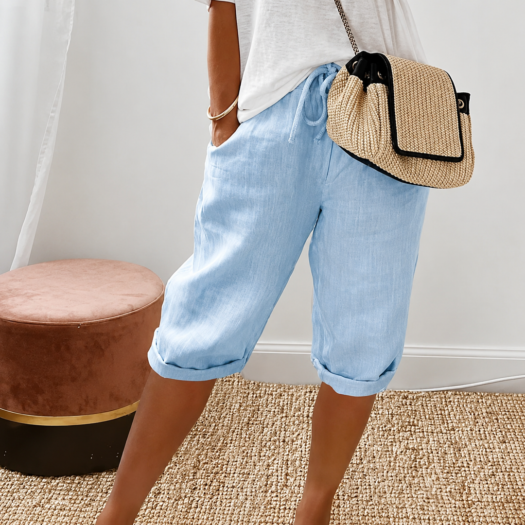 Eileen Drawstring Capri Trousers