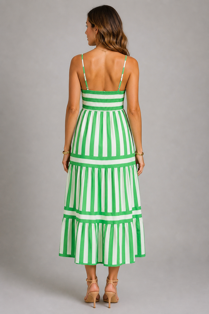 Angela Striped Bandeau Midi Dress