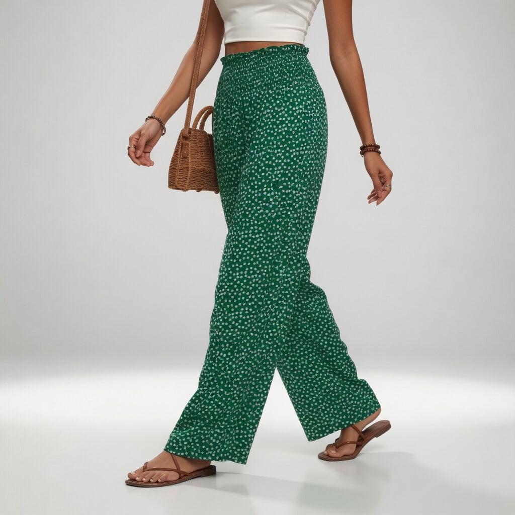 Cynthia Printed Wide-Leg Trousers