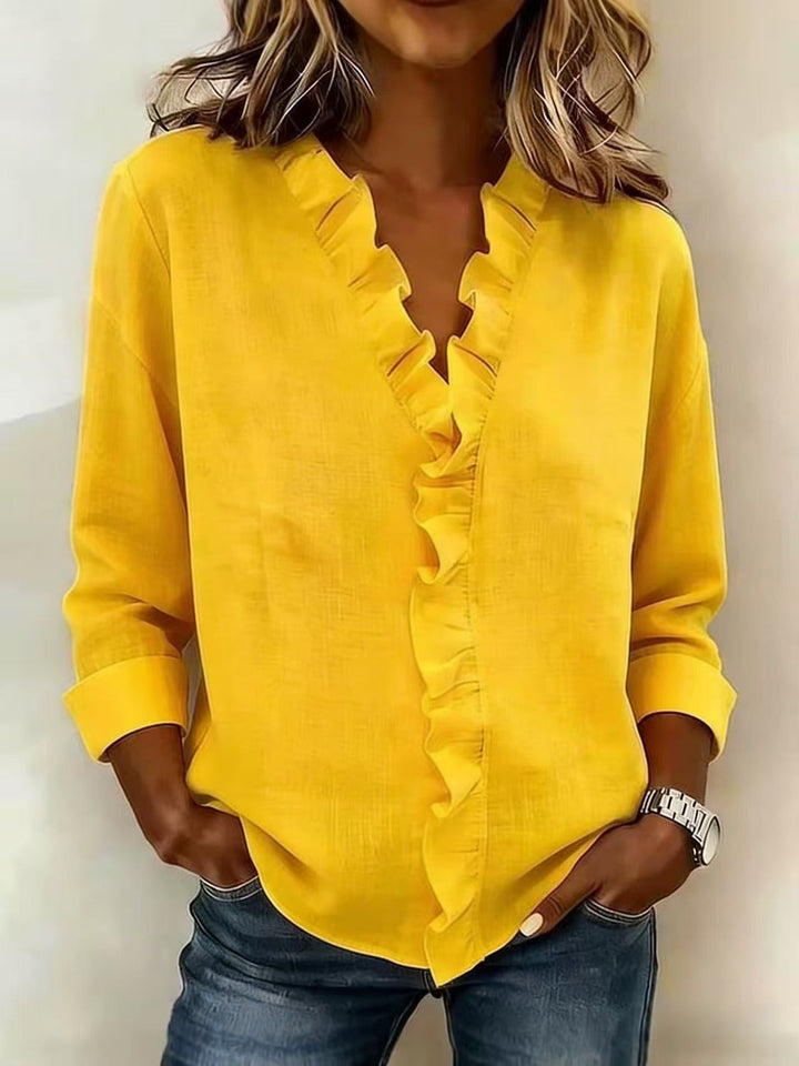 Una Ruffle Neck Blouse