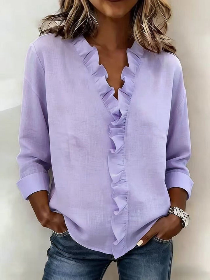 Una Ruffle Neck Blouse