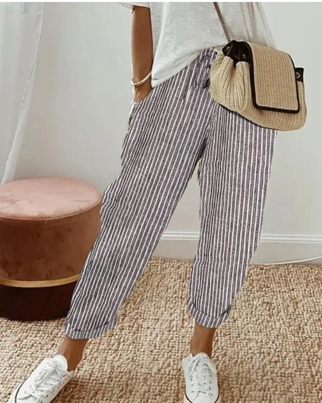 Aisling Striped Cropped Trousers