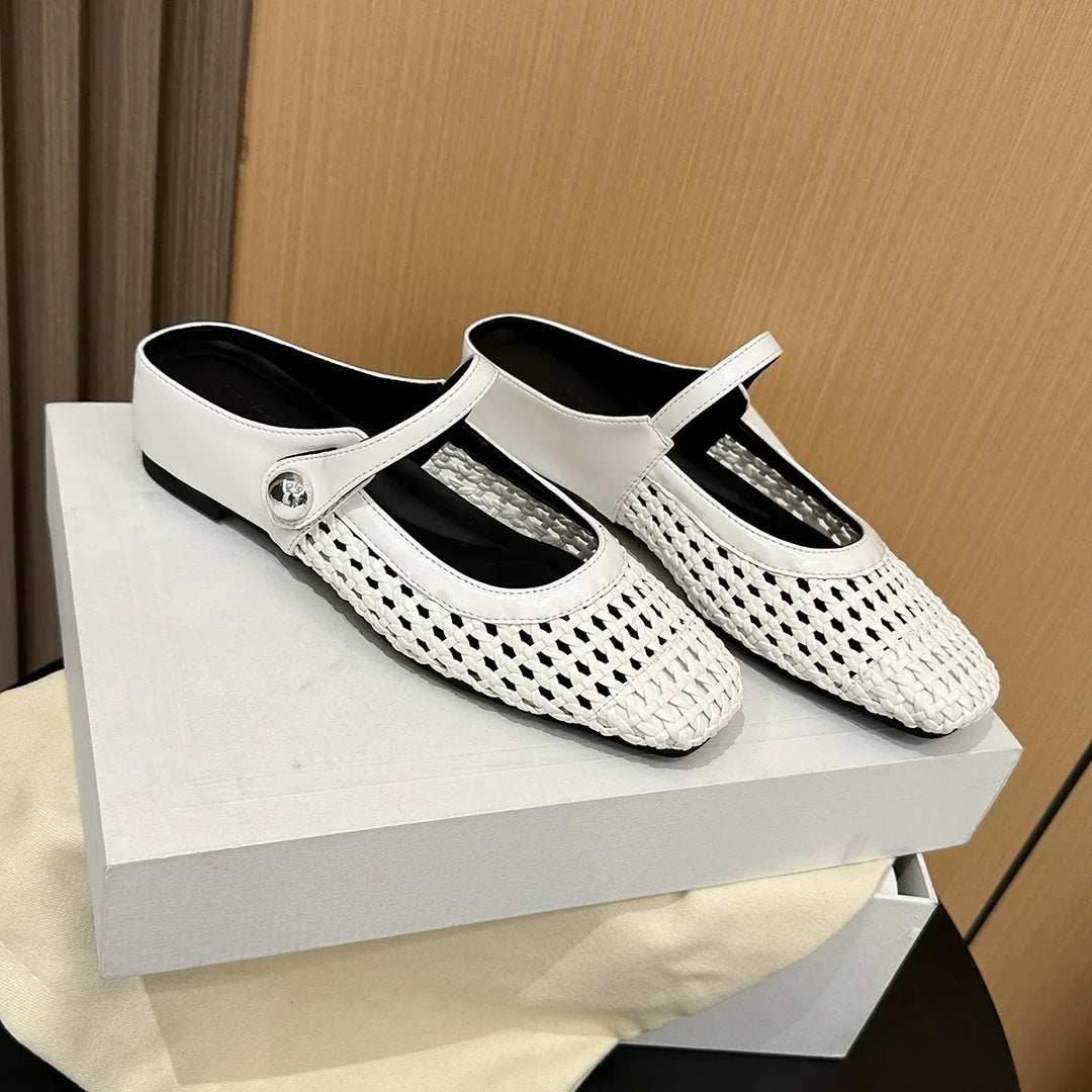 Gráinne Metallic Mesh Strap Flats