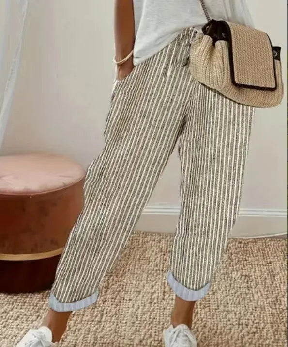 Aisling Striped Cropped Trousers