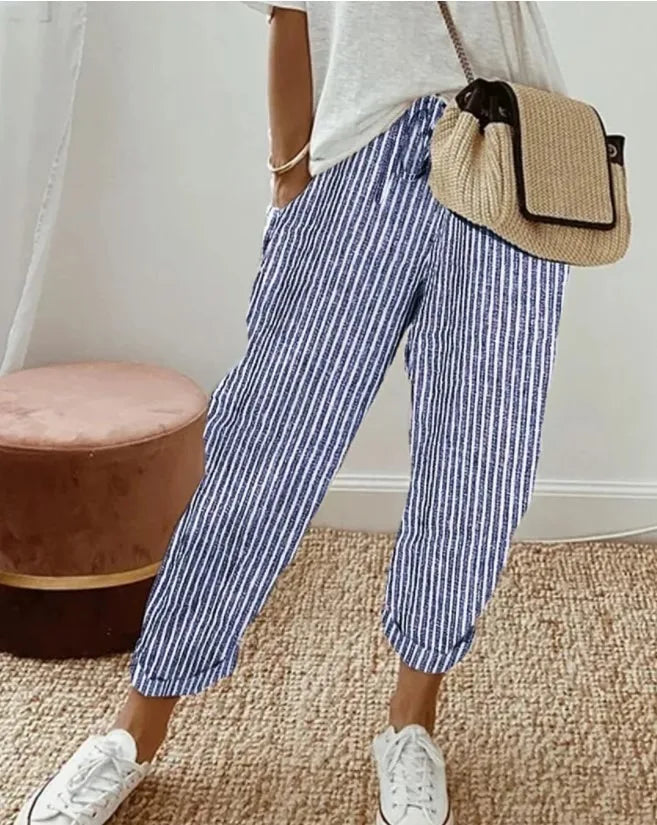 Aisling Striped Cropped Trousers
