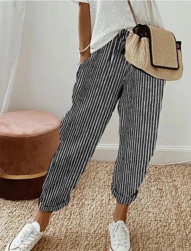 Aisling Striped Cropped Trousers