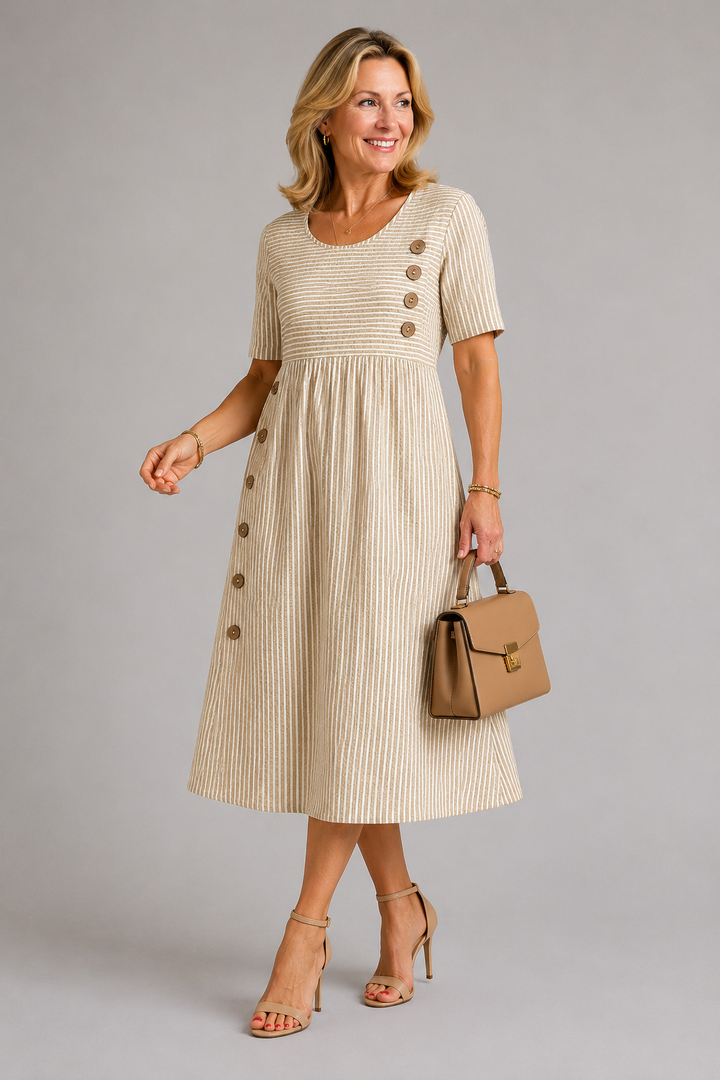 Caroline Striped Midi Dress