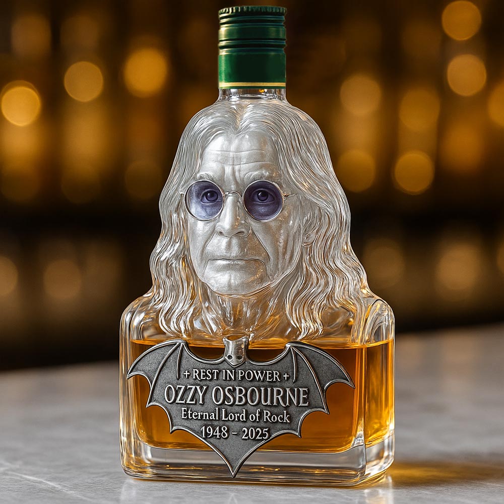 Immortalised in glass — a bottle of whisky in honour of Ozzy Osbourne