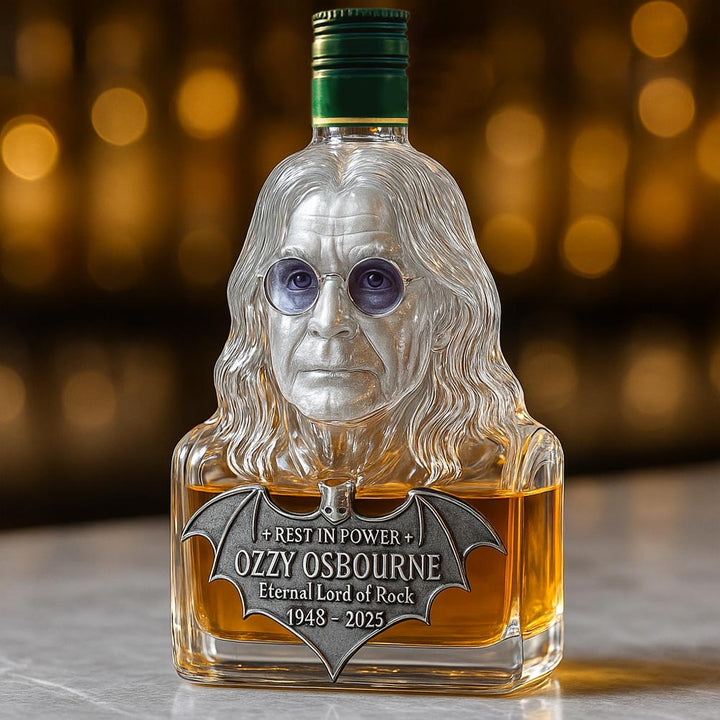 Immortalised in glass — a bottle of whisky in honour of Ozzy Osbourne