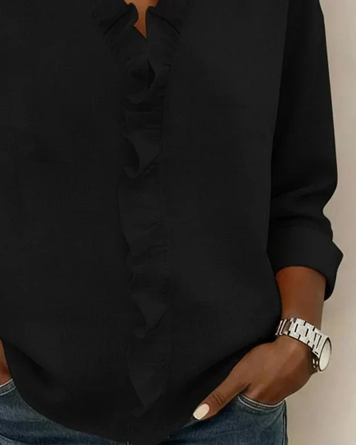 Una Ruffle Neck Blouse