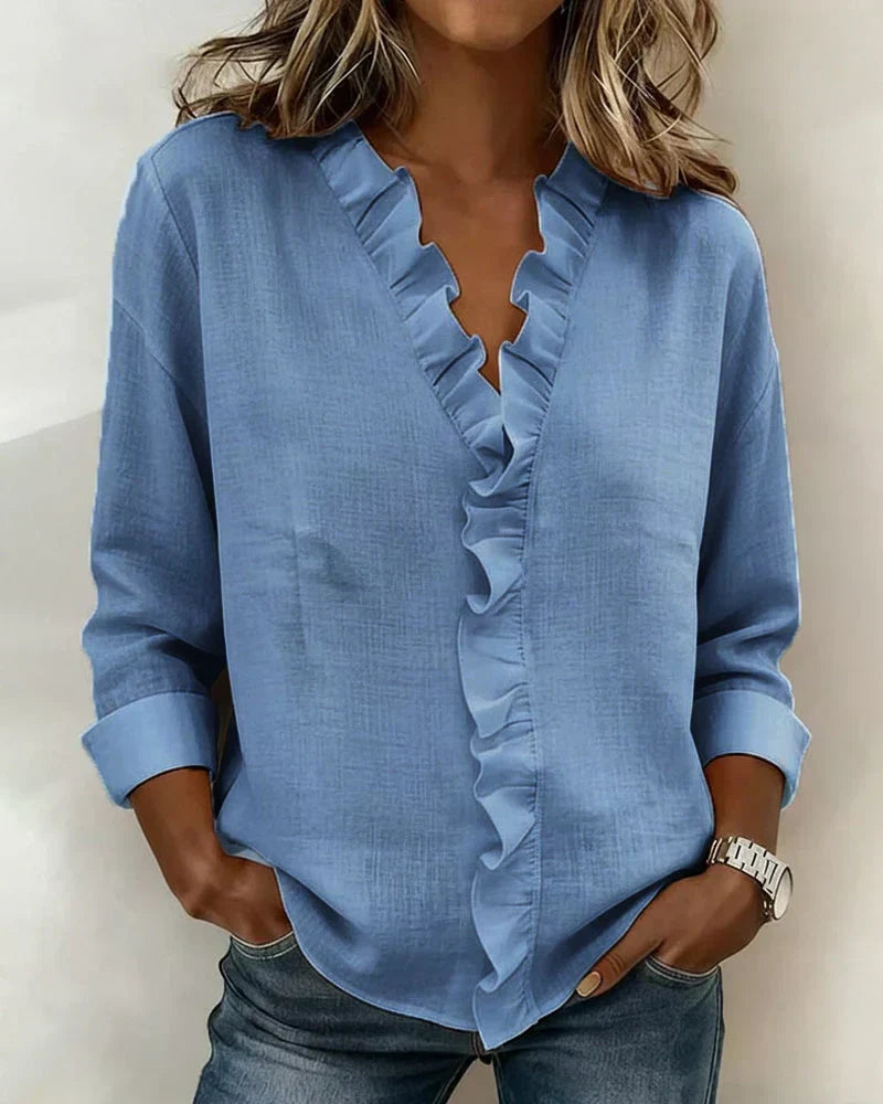 Una Ruffle Neck Blouse