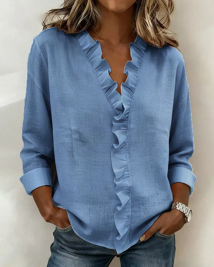 Una Ruffle Neck Blouse
