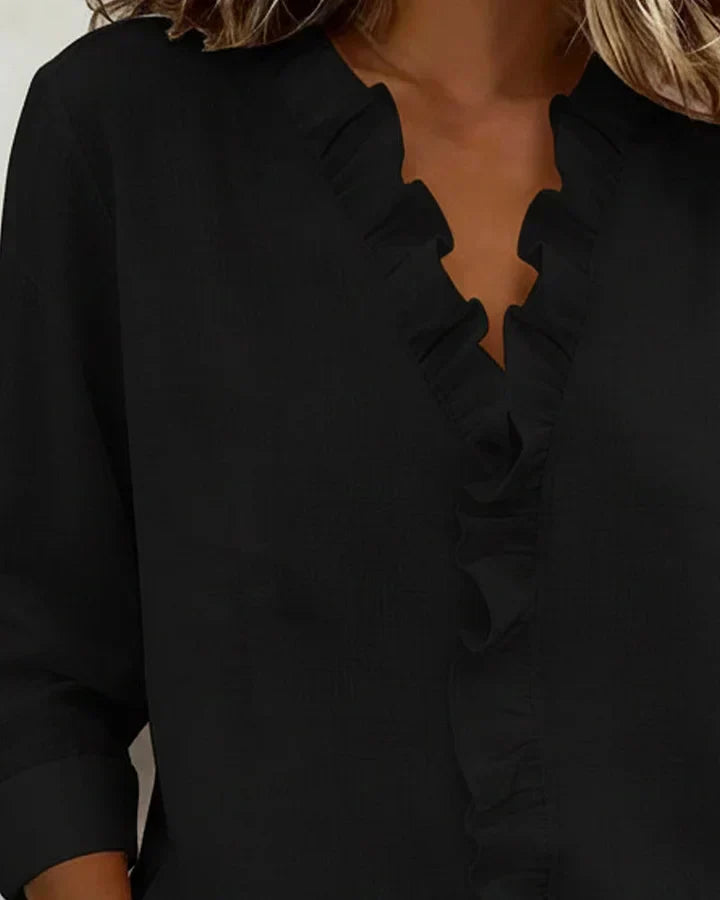 Una Ruffle Neck Blouse