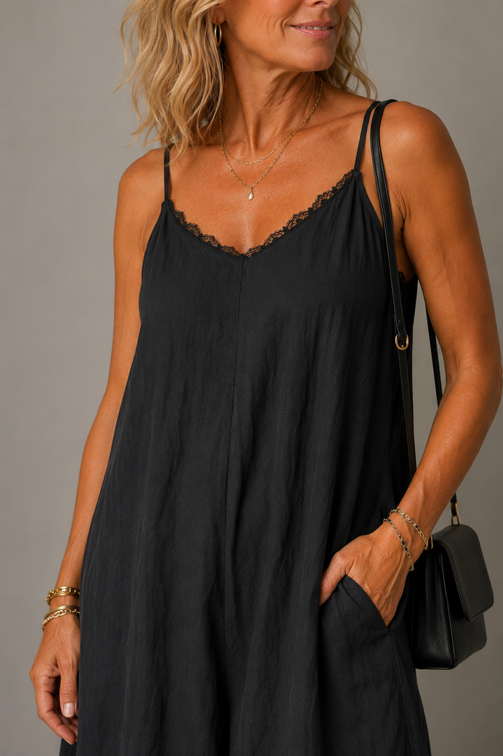 Úna Lace-Trim Wide-Leg Jumpsuit